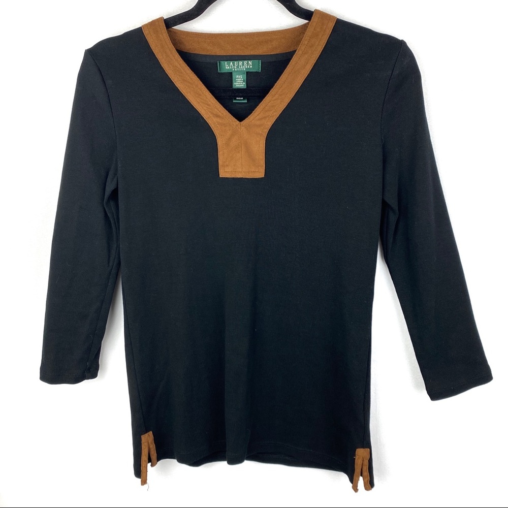 Ralph Lauren Three Quarter Sleeve Black Top